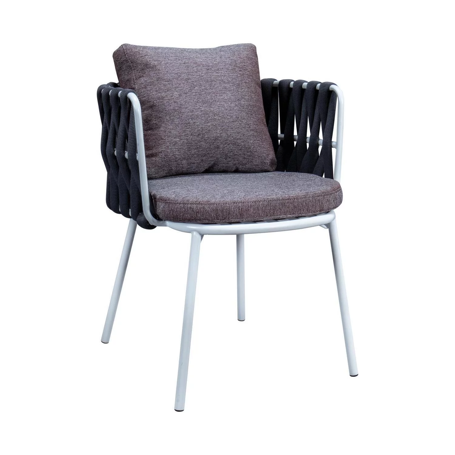 Maykoosh Modern Motifs Modern Rope Outdoor Patio Dining Chair With Cushions,Black