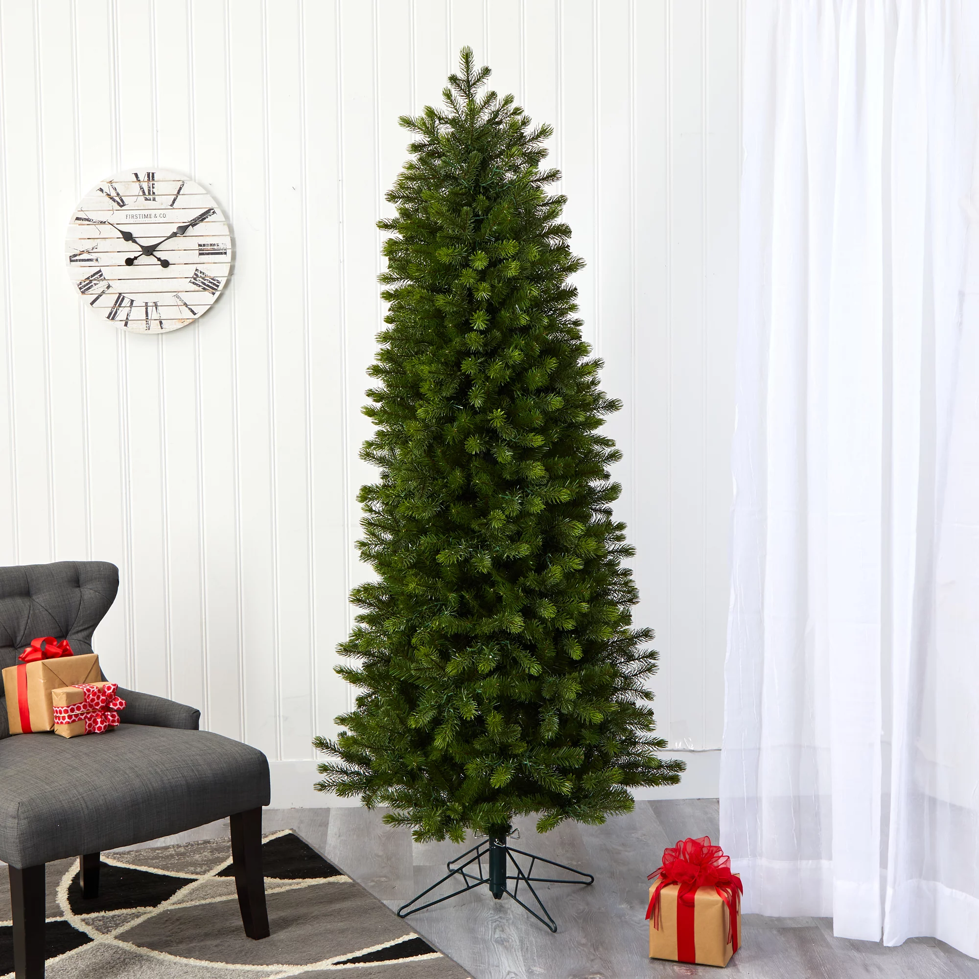Nearly Natural 6.5' Prelit LED Spruce Artificial Christmas Tree, Green