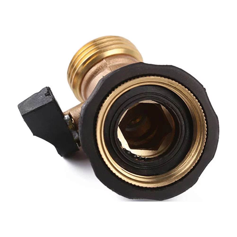 Gongxipen Bending Heavy Duty Brass Garden Hose Connector with Shut Off Brass Water Hose Parts with Comfort Grip to Control Water Flow with US Plug