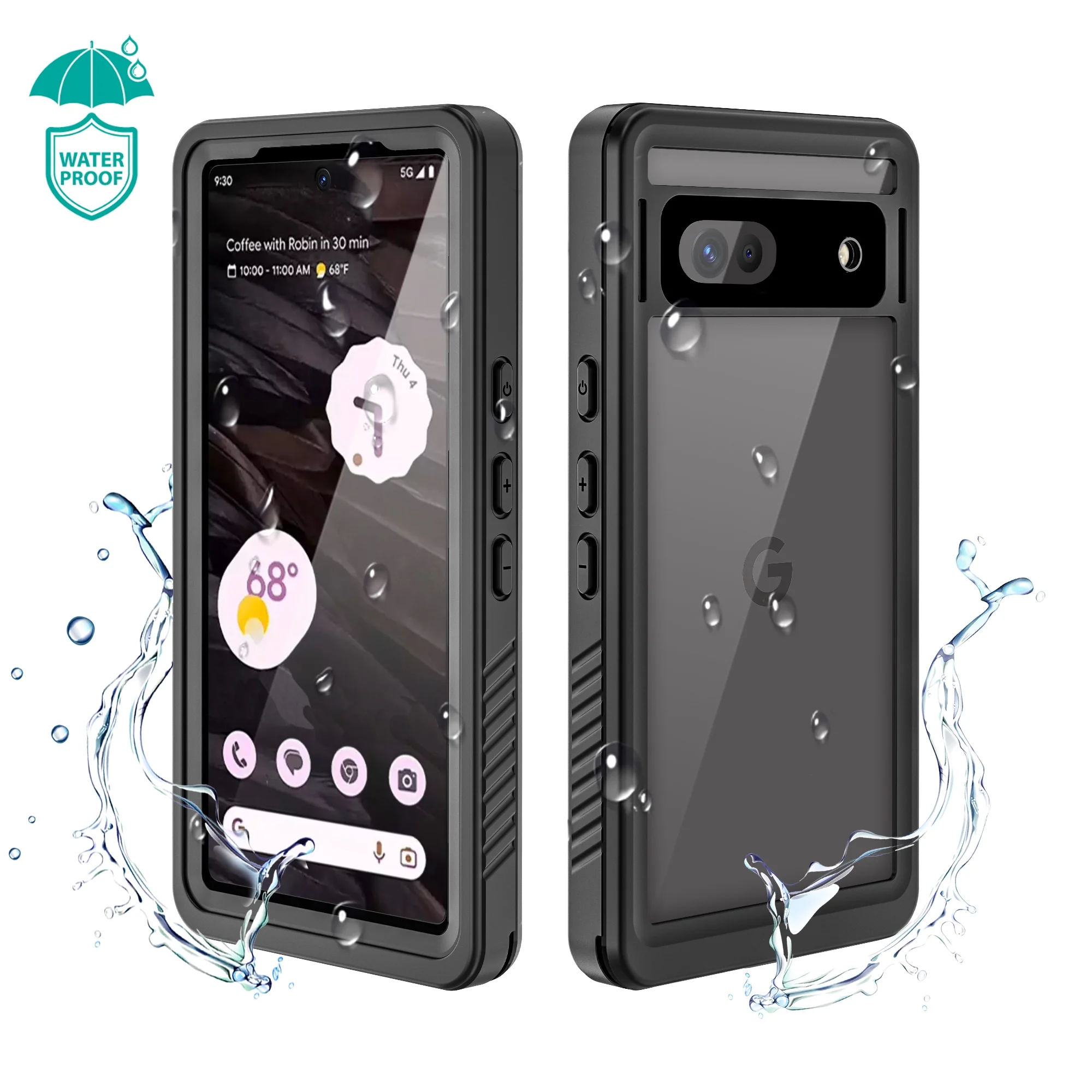 Allytech Google Pixel 7A Waterproof Case, IP68 Waterproof Build-in Screen Protector Shockproof Full Body Protective Clear Back Cover Case for Google Pixel 7A - Black