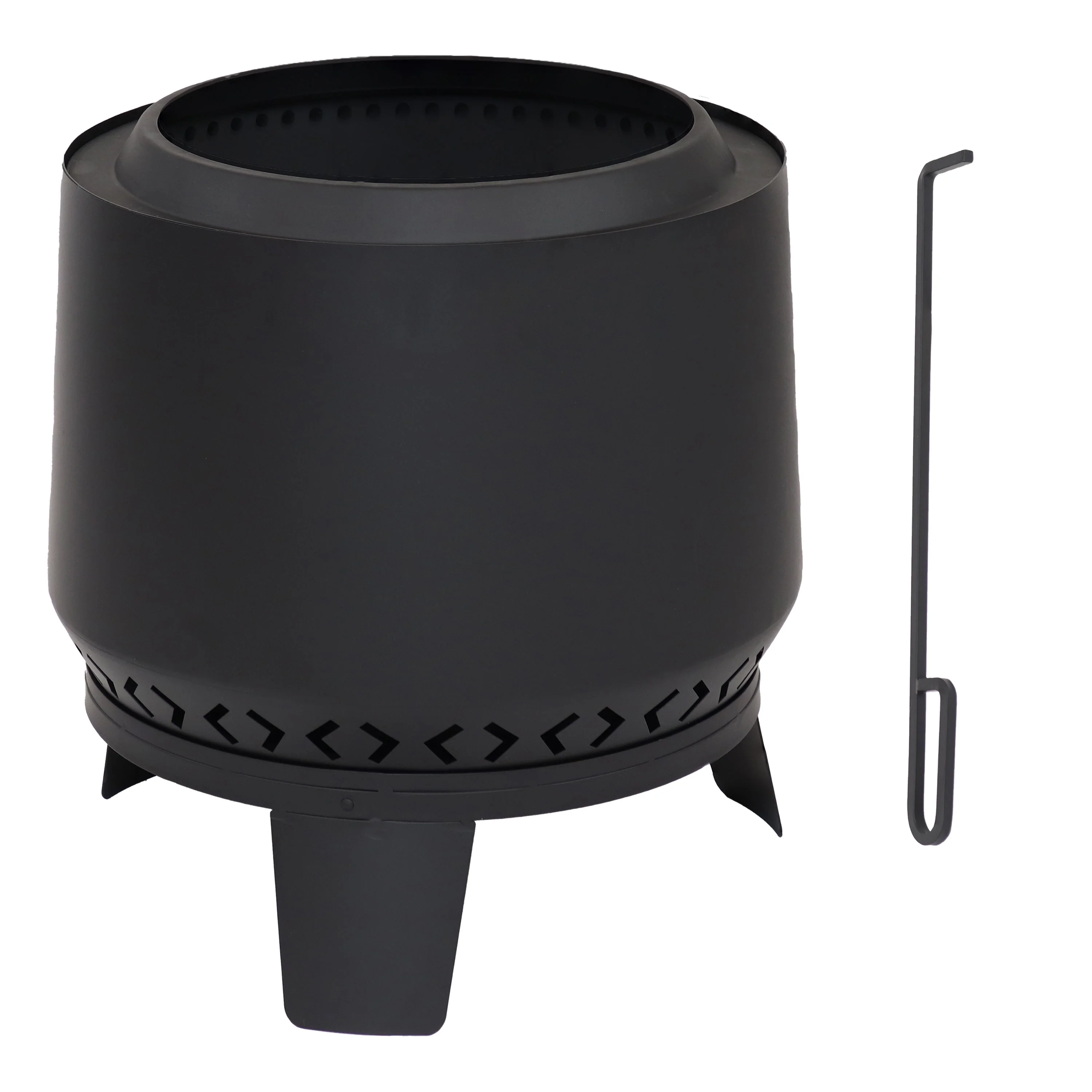 Sunnydaze Arrow Motif Black Steel Smokeless Fire Pit and Cover - 21