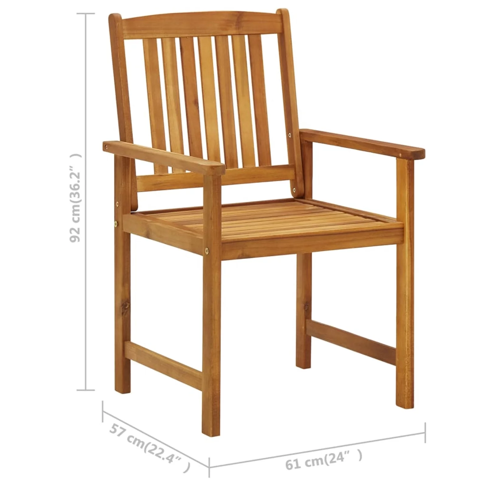 Tomshoo Patio Chairs 4 pcs Solid Acacia Wood