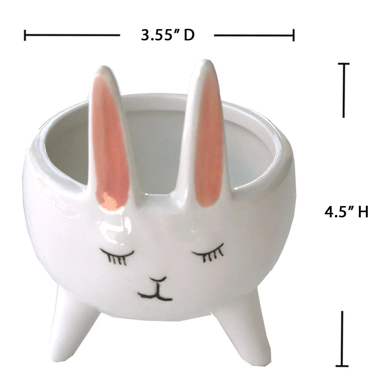 Planter for Succulent Plant Ceramic Plant Pots Indoor, Novelty Planters for Home Office Garden White Bunny Mini, 1