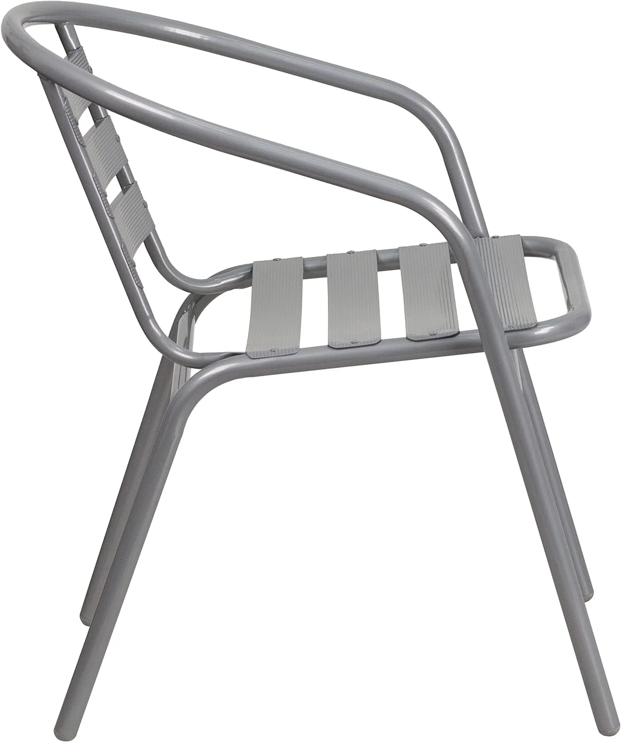 Lila Silver Metal Restaurant Stack Chair With Aluminum Slats