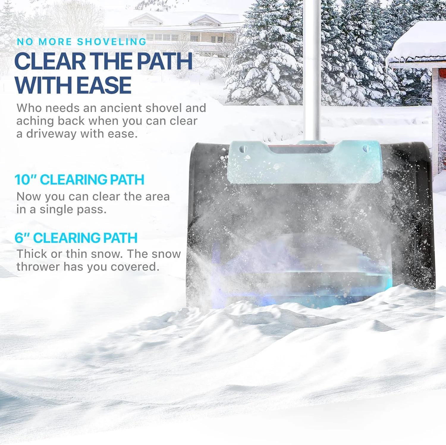 Open Box AlphaWorks Cordless Snow Thrower Power Shovel 4Ah DC 20V GUT131 - BLUE