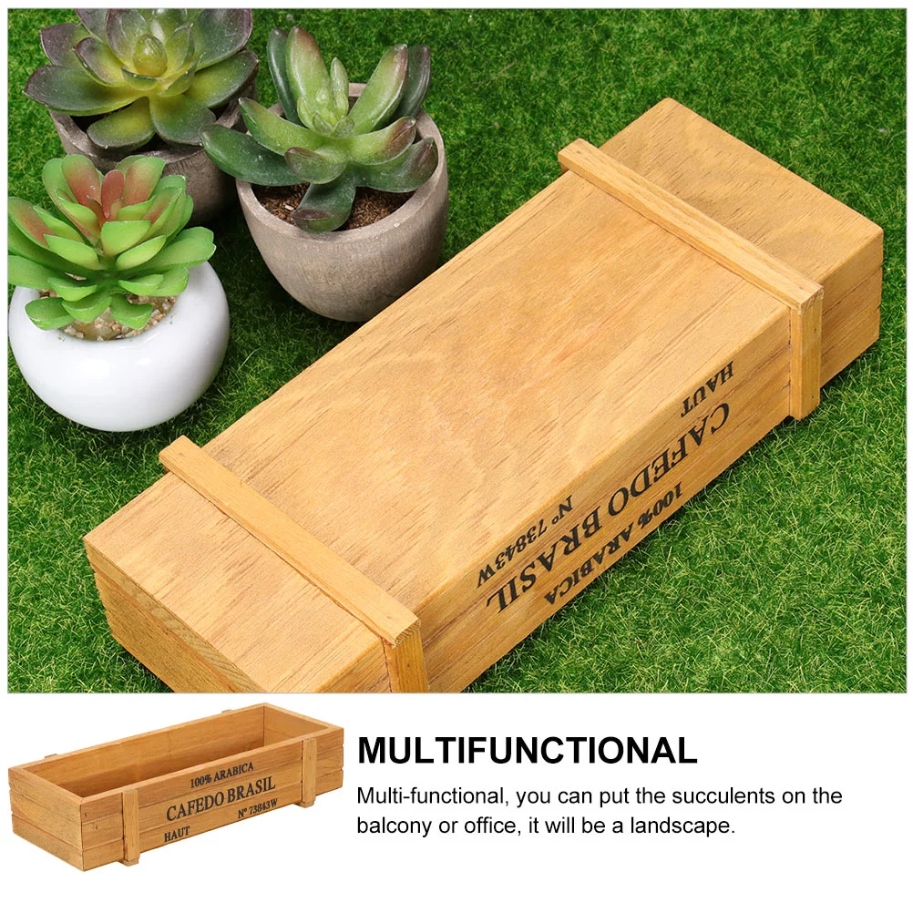 Qumonin Outdoor Wood Planter Box for Garden Patio Window Table Decor (2pcs)