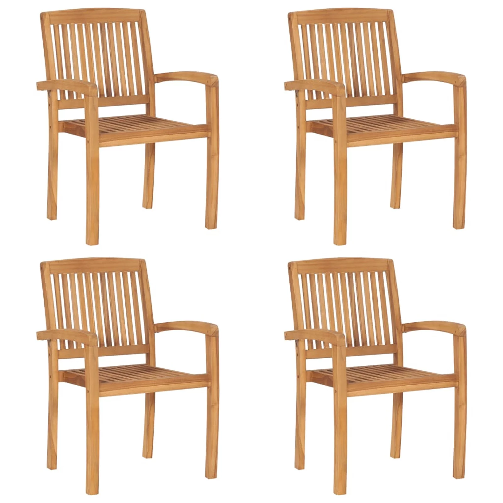 ametoys Stacking Patio Chairs with Cushions 4 pcs Solid Teak Wood