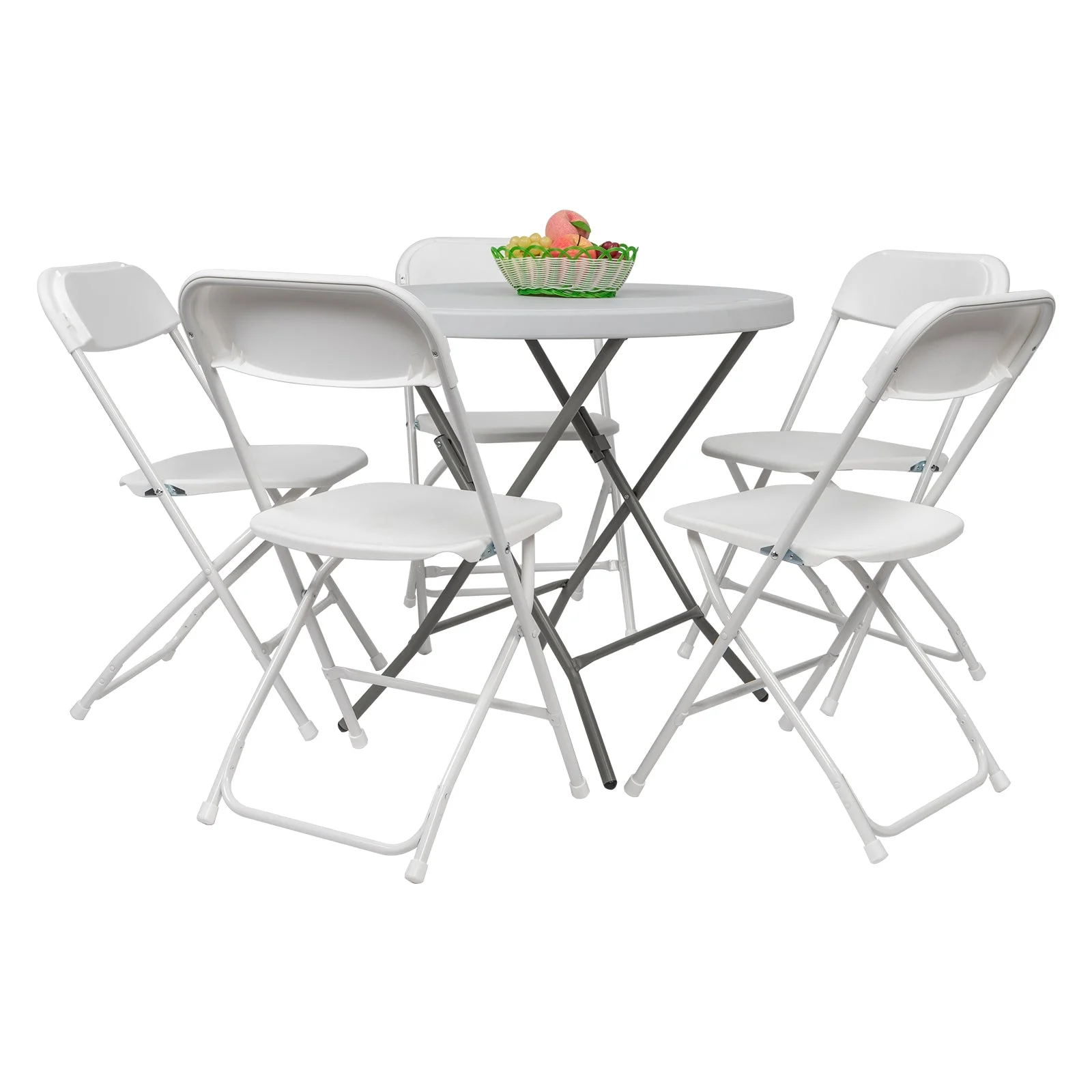 Burufy 6pcs Injection Molding Classic Garden Plastic Folding Chair White