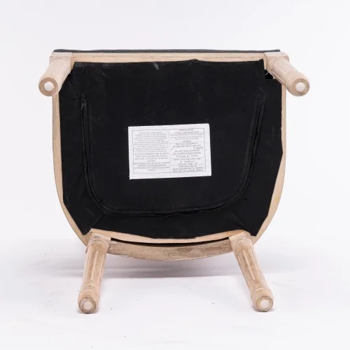 French Style Solid Wood Frame Antique Painting Linen Fabric Square Rattan Back Dining Chair,Set of 2,Dark Grey