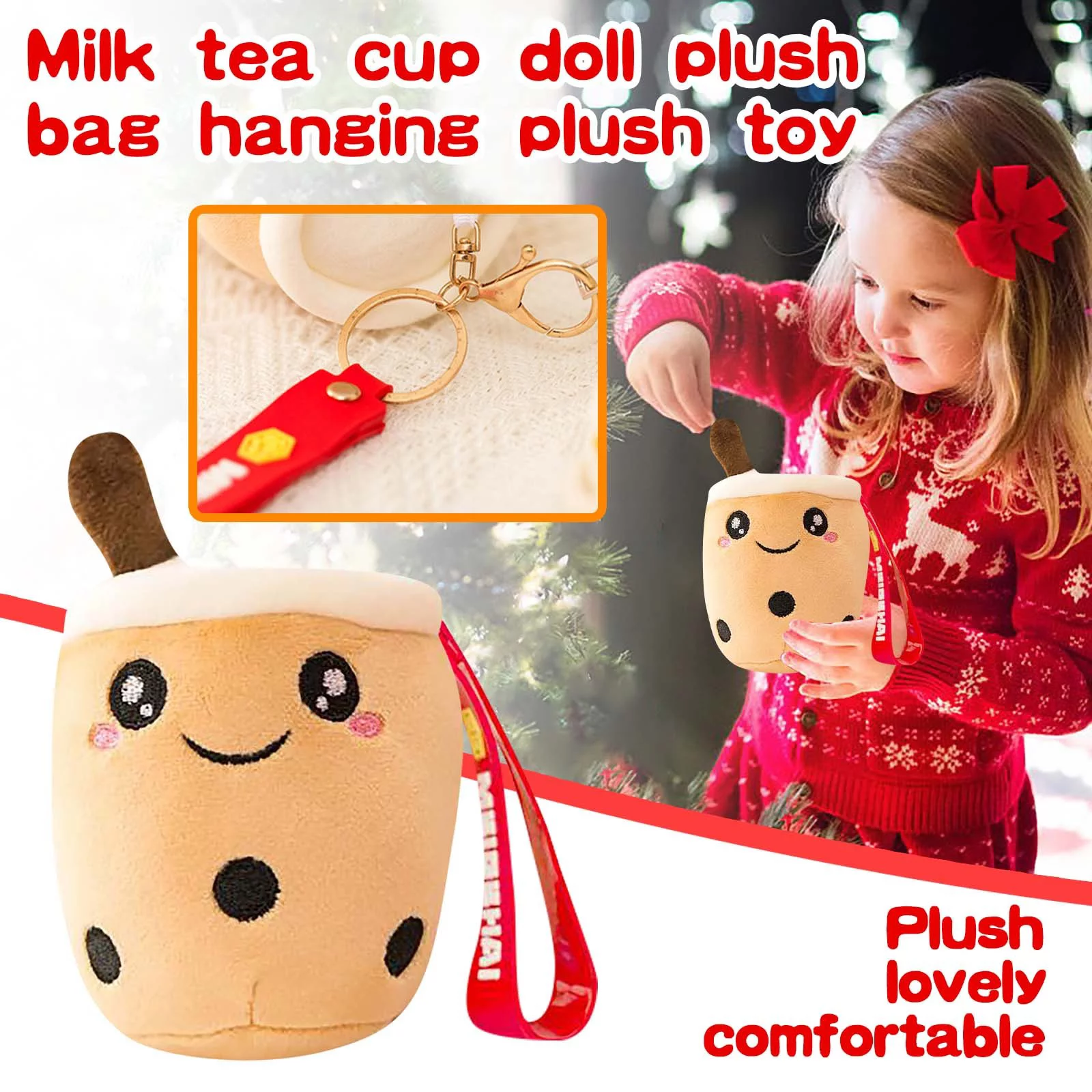 XZZjjl 4th of the July Projection Lights Doll Key Chain Pendant Milk Tea Cup Doll Plush Bag Pendant Bag Pendant Bag *3Pcs