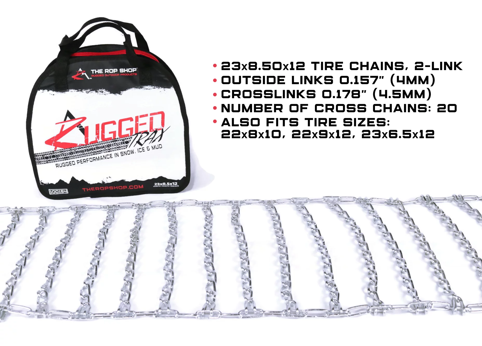 The ROP Shop | Pair of 2 Link Tire Chains 23x6.5x12 for Toro & Cub Cadet Lawn Mower, Snowblower