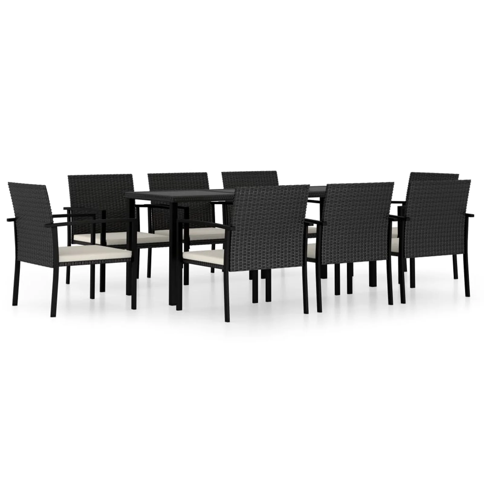 Suzicca 9 Piece Garden Dining Set Poly Rattan Black