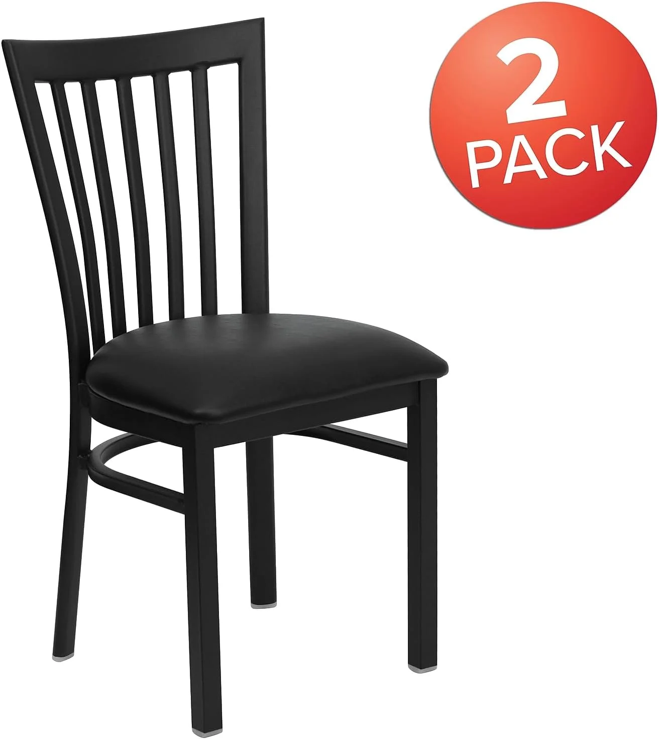 OUWI 2 Pack HERCULES Series Black School House Back Metal Restaurant Chair - Black Vinyl Seat