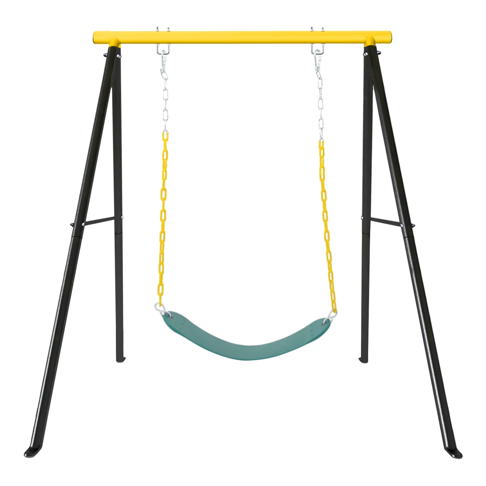 Track 7 Porch Swing, Heavy A-Frame Swing Set, for Backyard, Garden, Outdoor, 550 lb Weight Capacity, Yellow