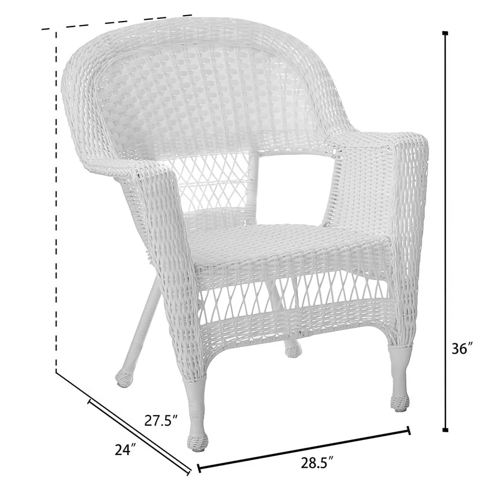 Kingfisher Lane 3 Piece Wicker Conversation Set in White without Cushion