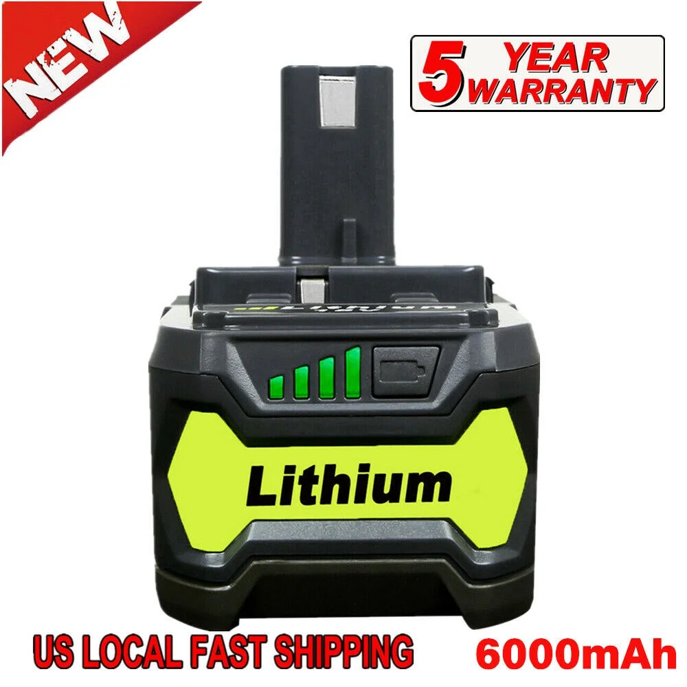 18V For Ryobi P108 6000mAh One+Plus Lithium High Capacity 2 Batteries