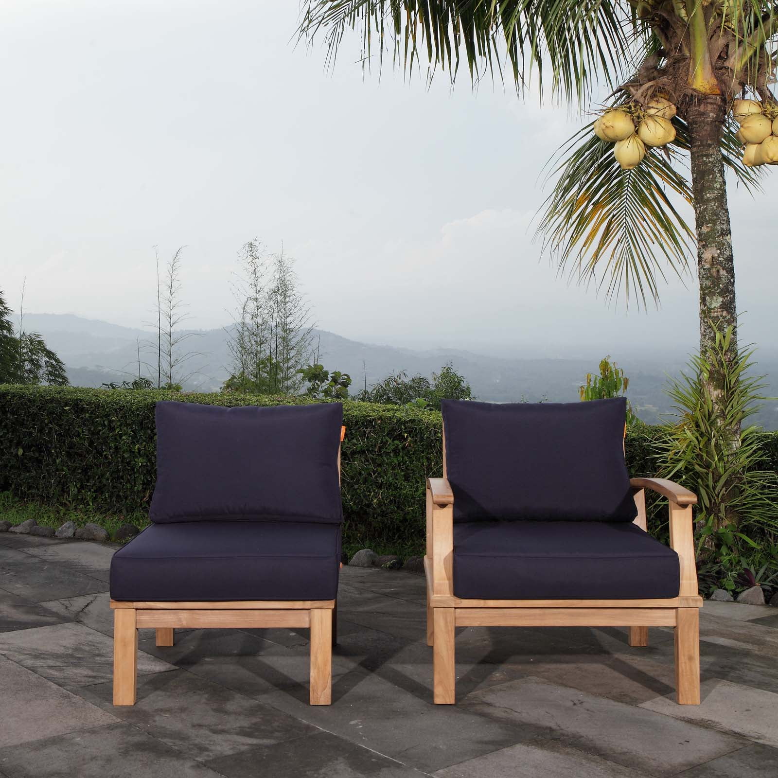 Modway Marina 2 Piece Outdoor Patio Teak Set, Multiple Colors