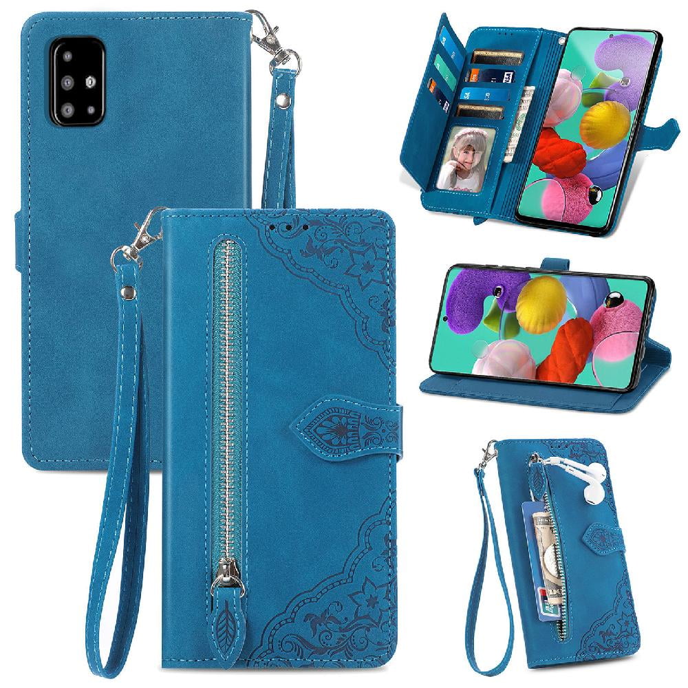 Case for Samsung A71 Business Wallet Flip Zipper Style Multi-card Slot Multi-color