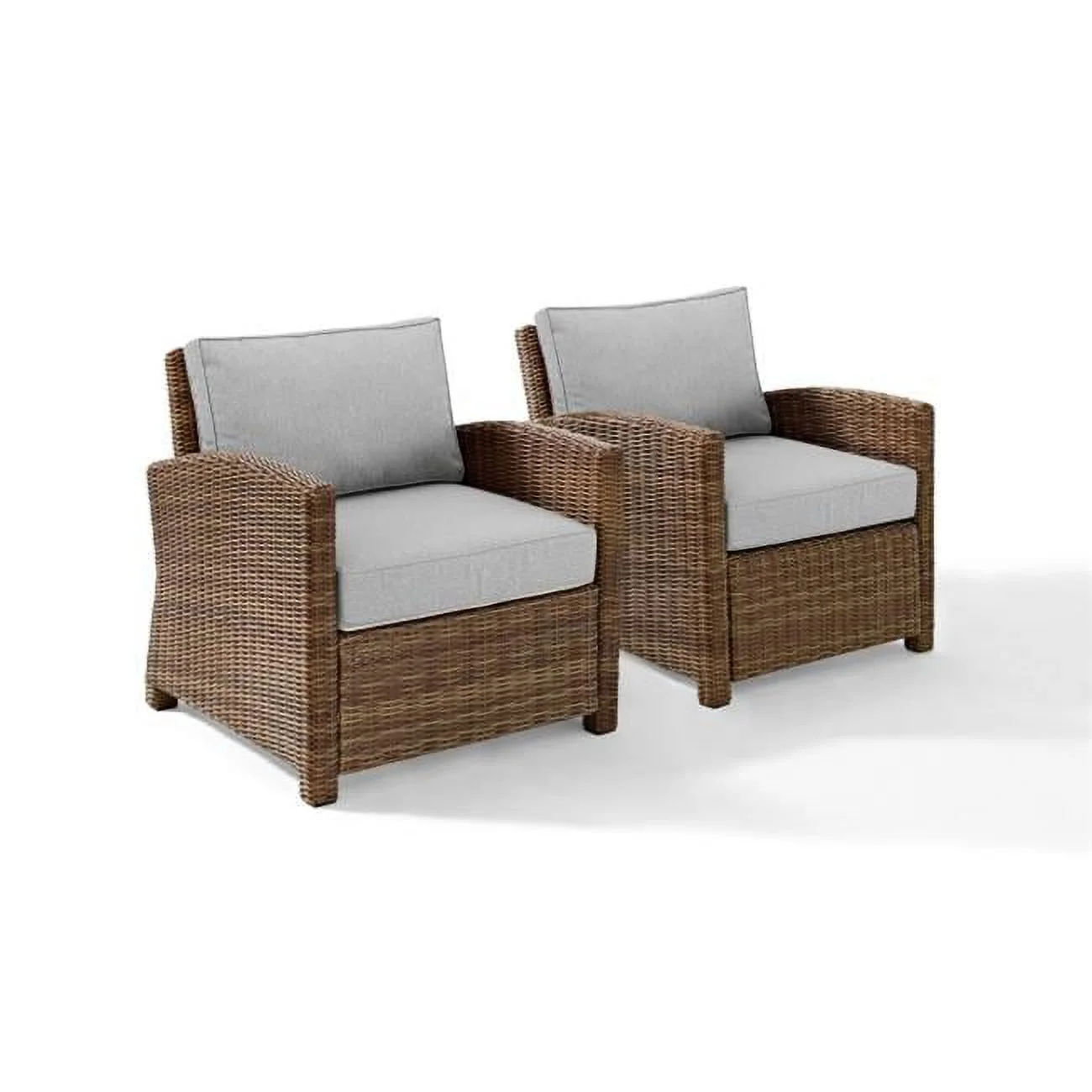 30.50 x 31.75 x 32.50 in. Bradenton Outdoor Wicker Armchair Set - 2 Armchairs, Gray & Weathered Brown - 2 Piece