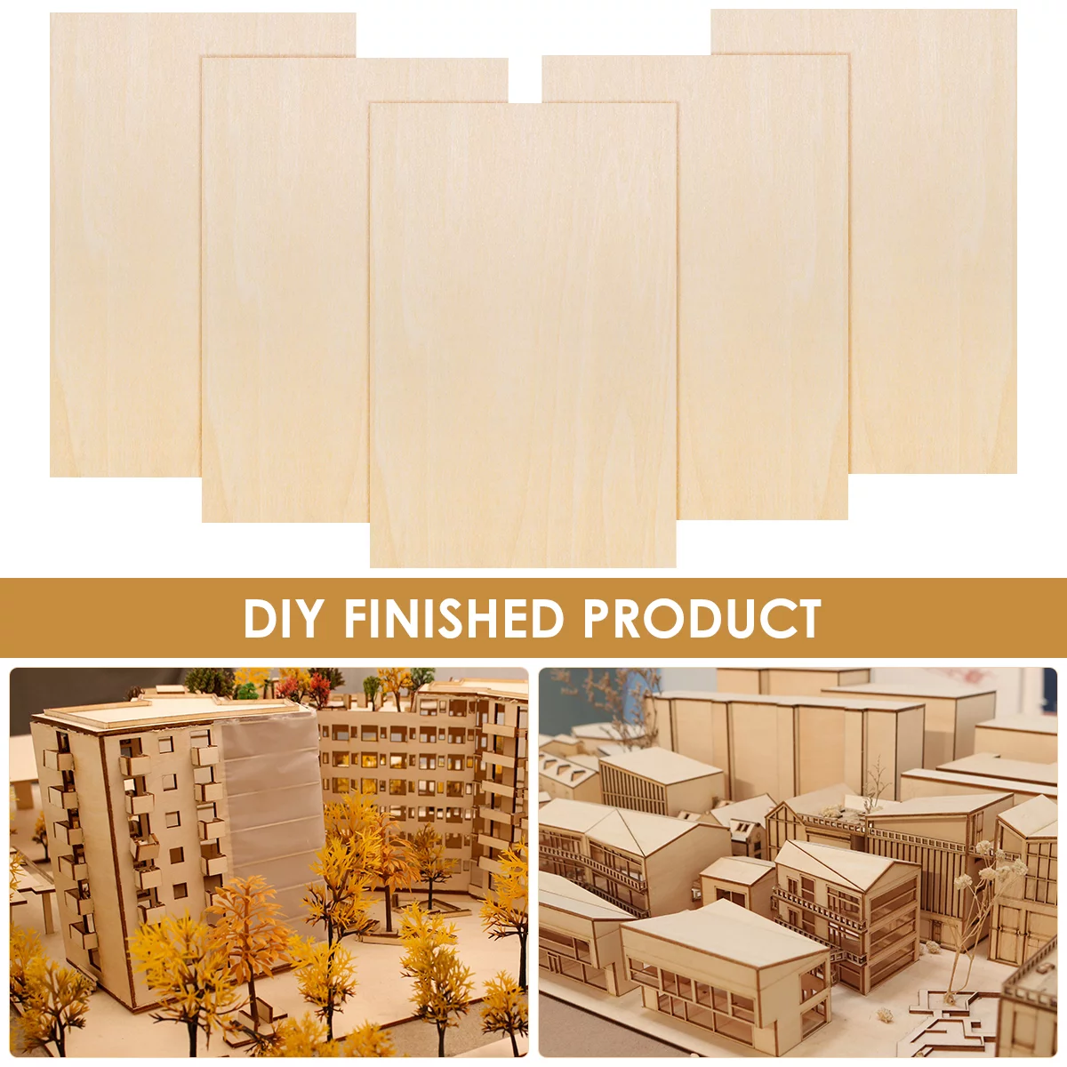 Homemaxs Wood Sheets Craft Basswood Board Plank Unfinished Plywood Thin Flat Diy Wooden Natural Pieces Timber Birch Drawing