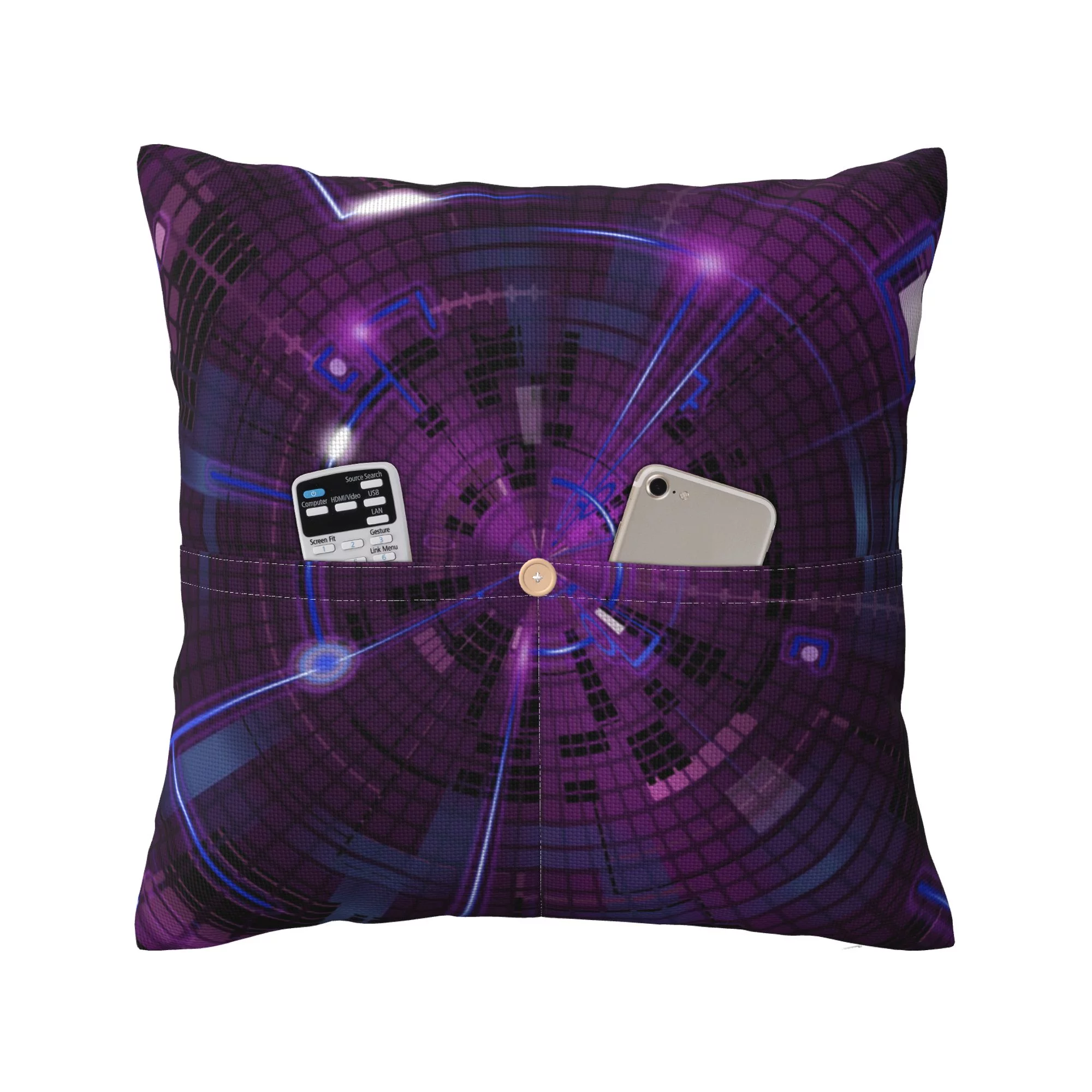 YFYANG Linen Pillow Cases (Without Pillow Insert), Purple Sci-Fi Tunnel Decorative Throw Square Pillow Cover with Pockets for Bedroom Sofa Car Cushion Cover, 18