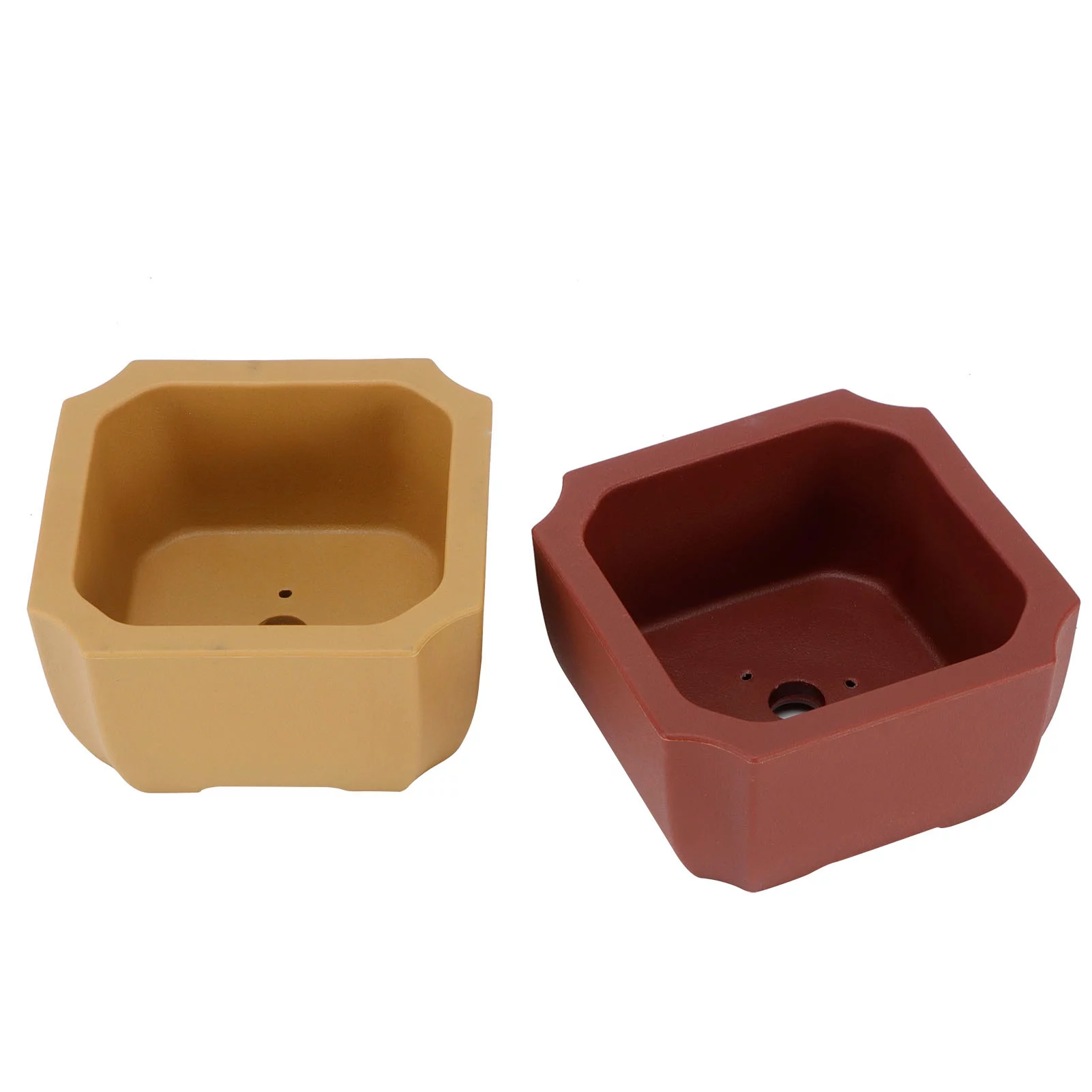 Eddwiin Flower Pot - 2pcs/set Mini Square PU Flower Pot Super Fall Resistant Simulation Red Stoneware Plant Pot