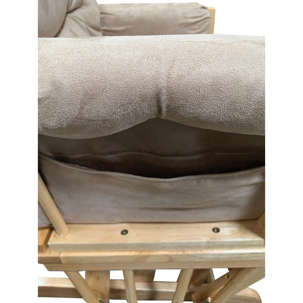 DeeHome ACME Rehan Chair & Ottoman (2Pc Pk) in Taupe Microfiber & Natural Oak 59332