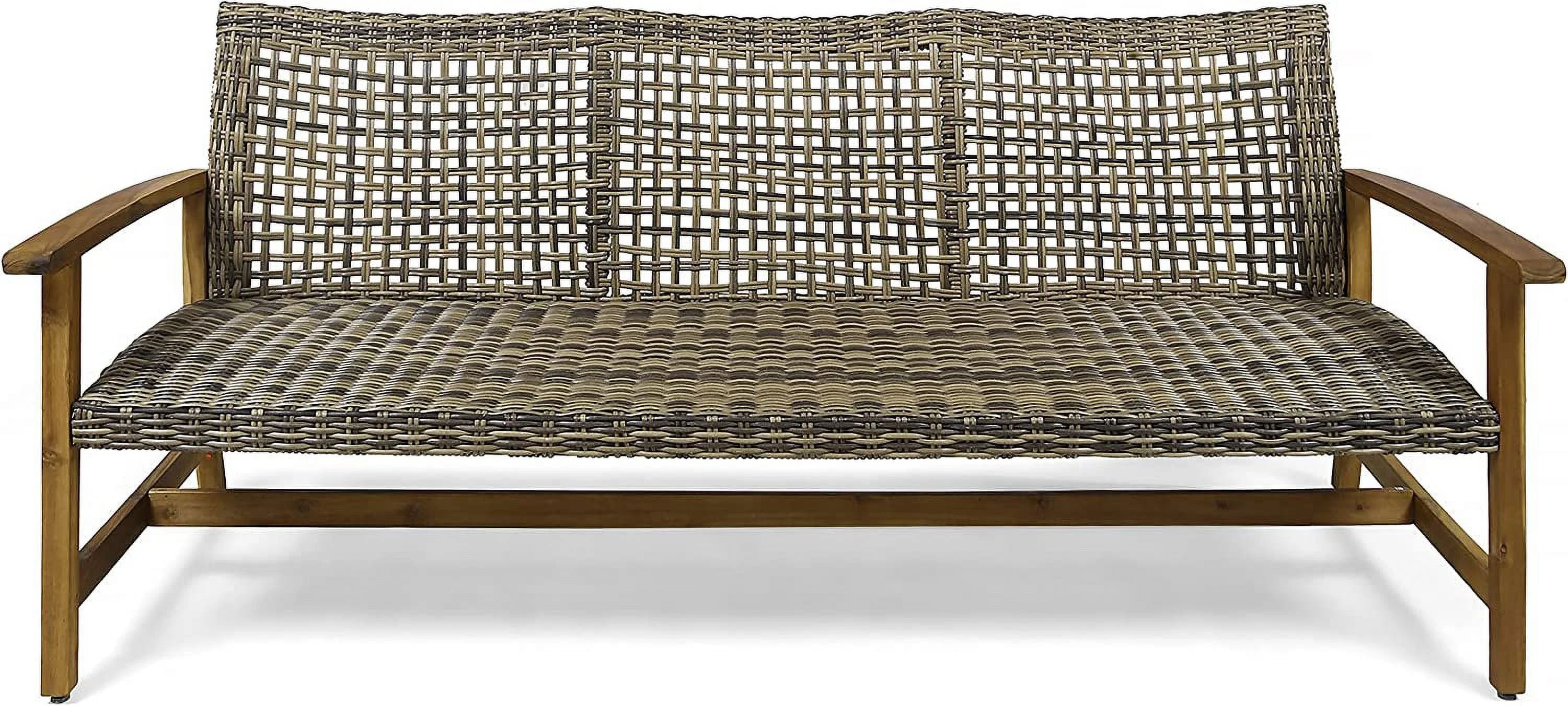 Marcia Outdoor Wood Sofa  Wicker  75.50 x 31.00 x 31.50  Gray  Natural Stained Finish