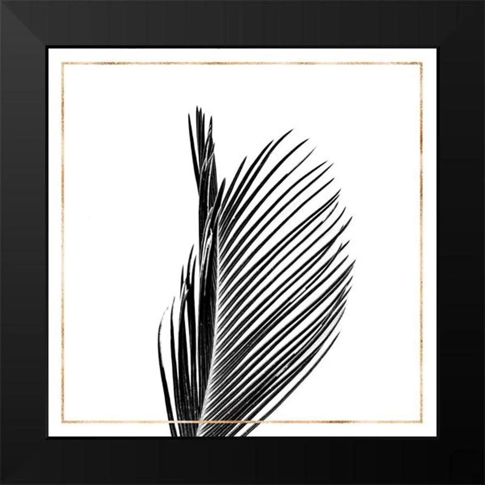 Atelier B Art Studio 12x12 Black Modern Framed Museum Art Print Titled - ARECA PALM WITH GOLD LINE