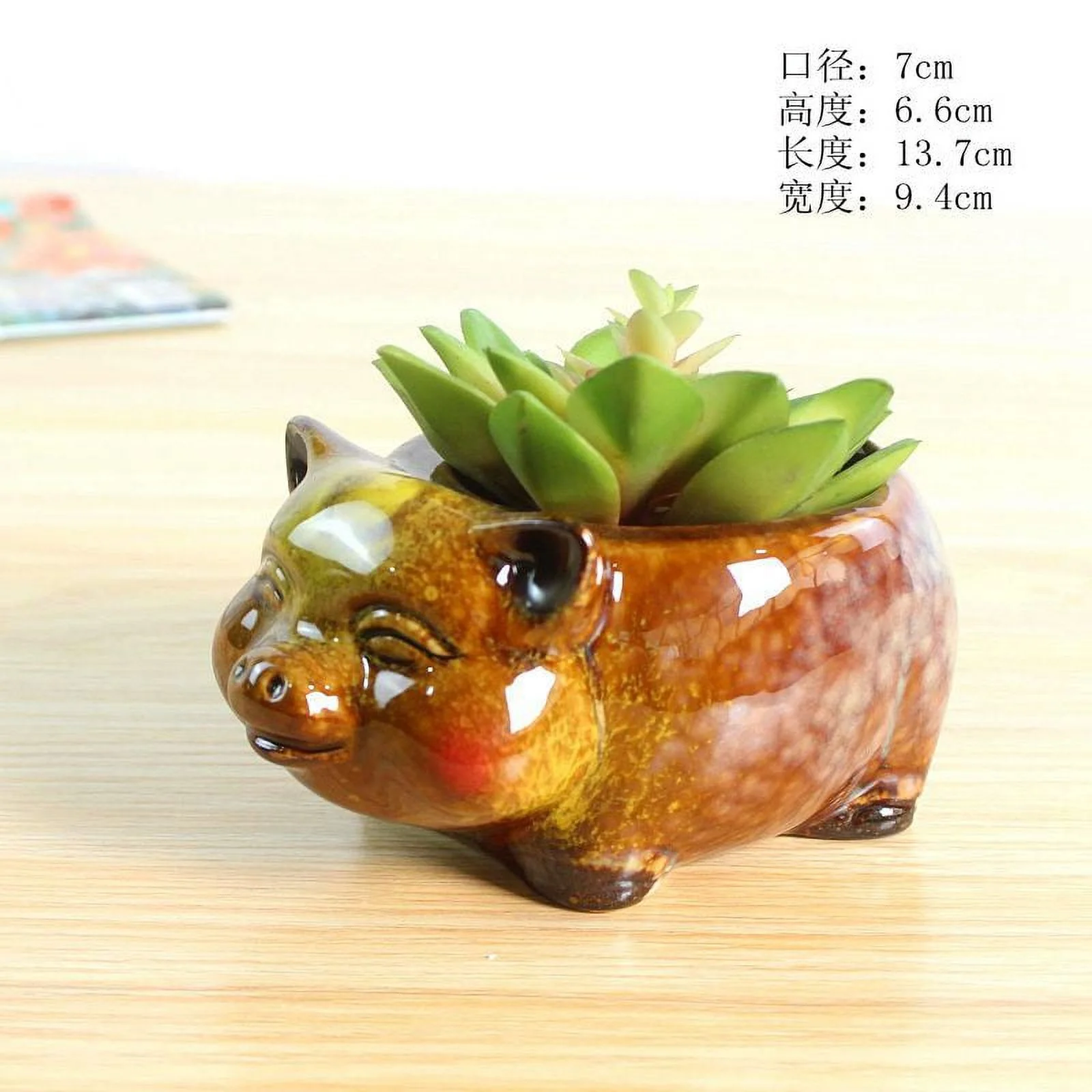 Ceramic Succulent Planter with Kiln-fired Glaze - Animal-themed Succulent Plant Pot