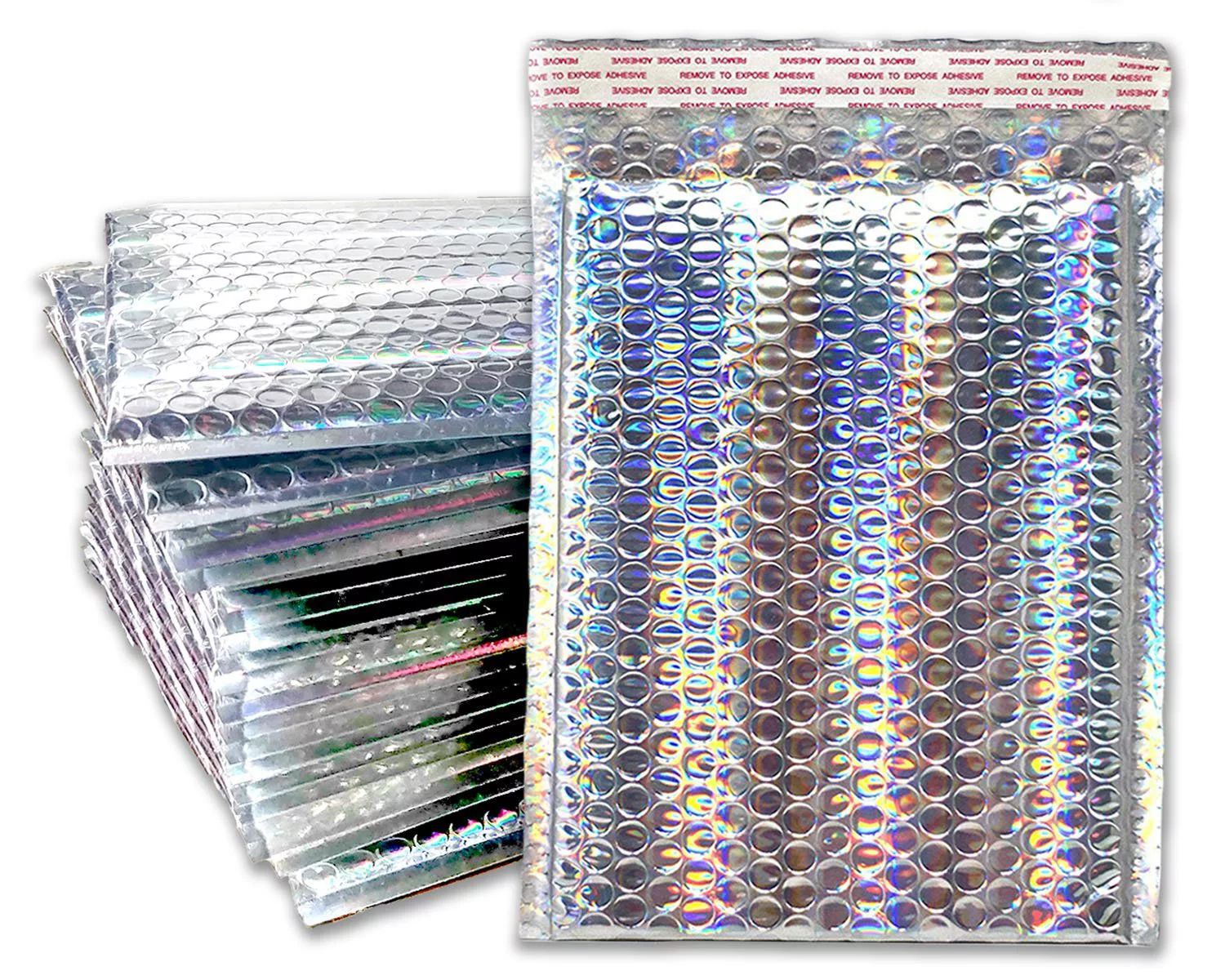Holographic Metallic Bubble Mailers Padded Shipping Quality Sturdy Strong Mailing Envelopes, Weather Resistant