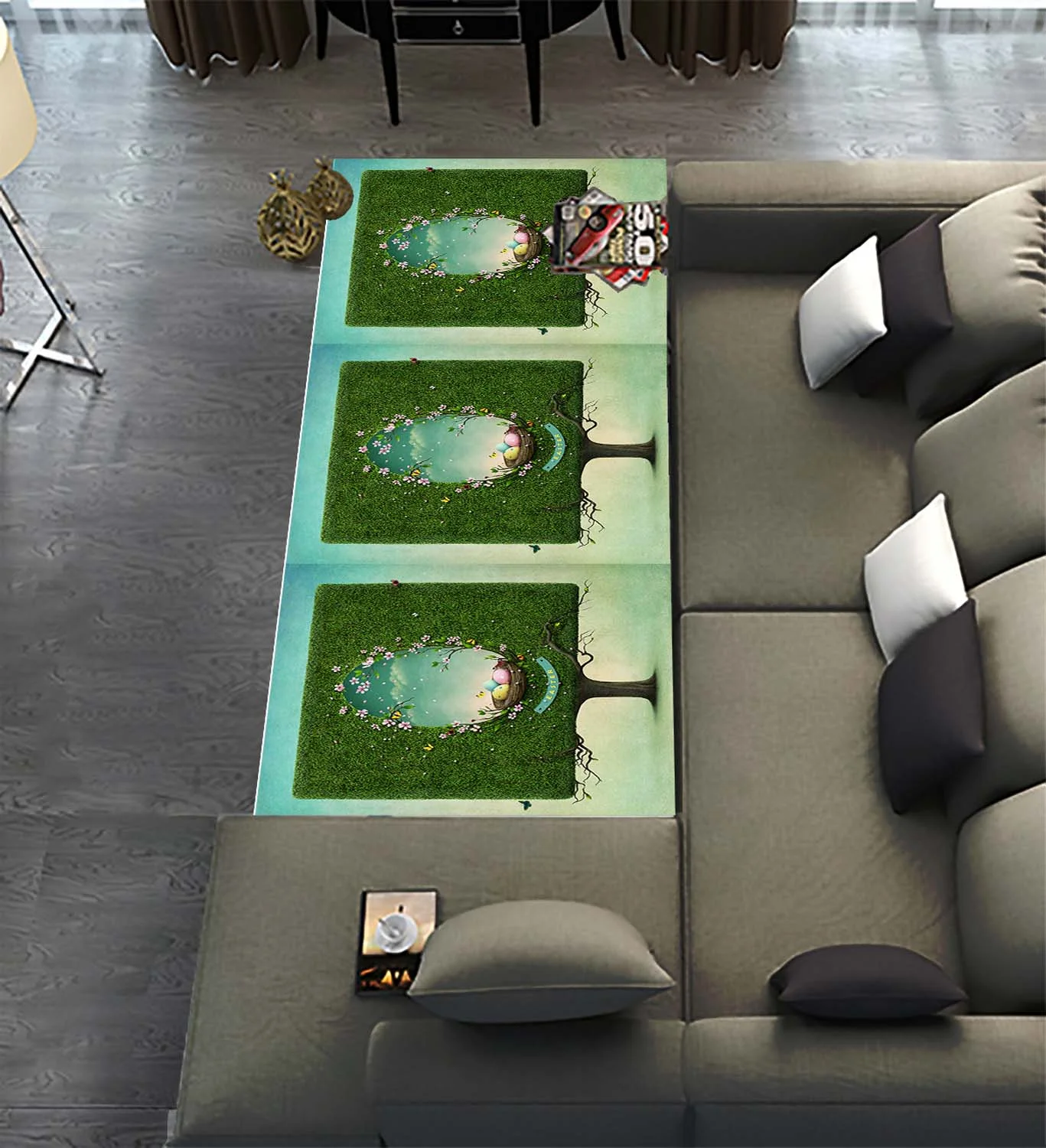 PKQWTM Easter Square Tree Nest Hole Shape Egg Runner Rug 1.3 x 7ft Long Area Rug Carpet for Hallway Kitchen Bedroom Living Room Laundry Patio Entryway Front Porch Mat