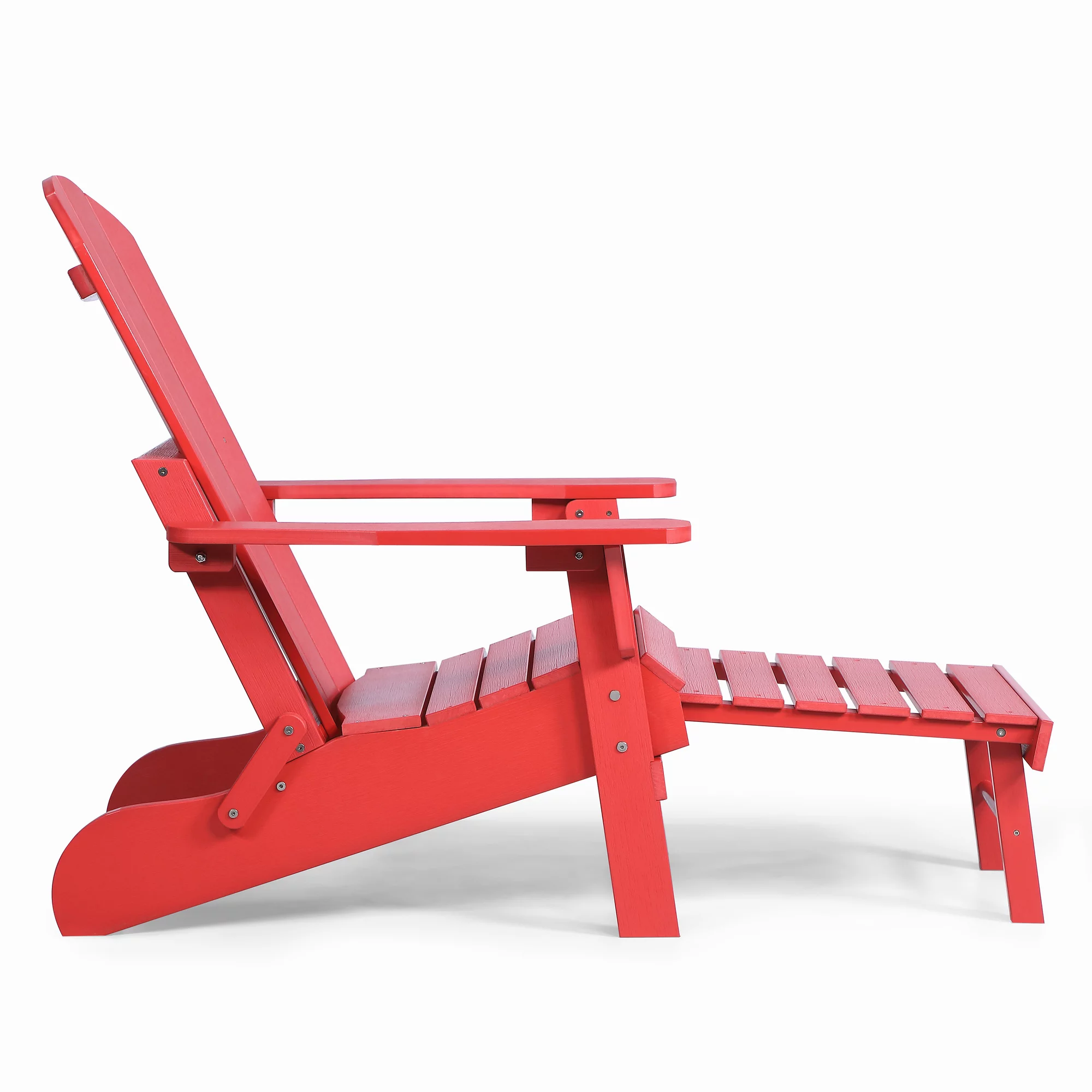Hurley Stanton Drew Plastic/Resin Folding Adirondack Chair with Ottoman (Red)
