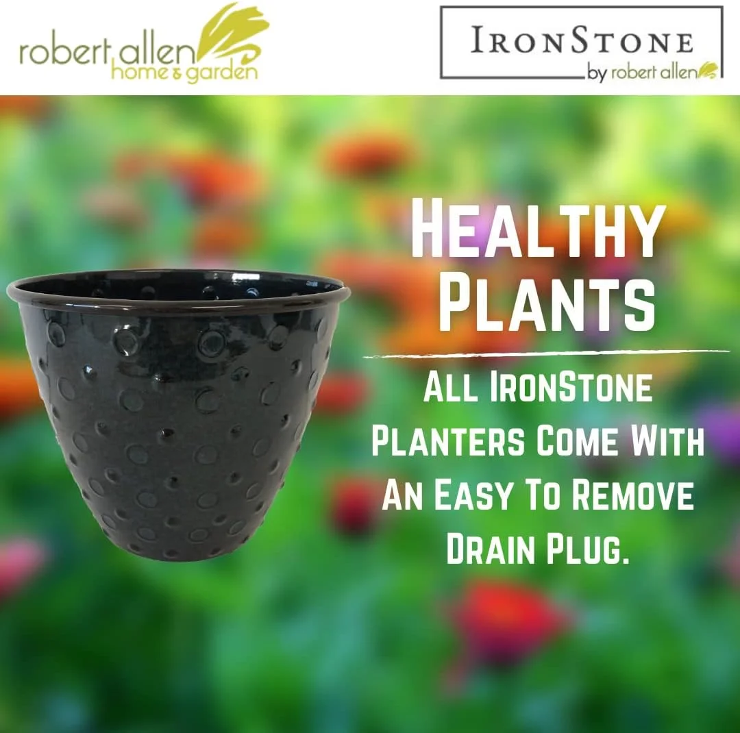 By Headwind - Ironstone Glazed Metal Planter Lightweight, Durable, Sustainable