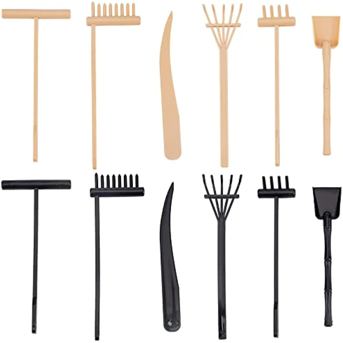 2 Sets 12 Pcs Mini Zen Sand Rakes Plastic Zen Sand Garden Rakes 2 Colors Meditation Zen Tools DIY Rock Zen Kit for Garden Decoration Gift Tranquil Meditation