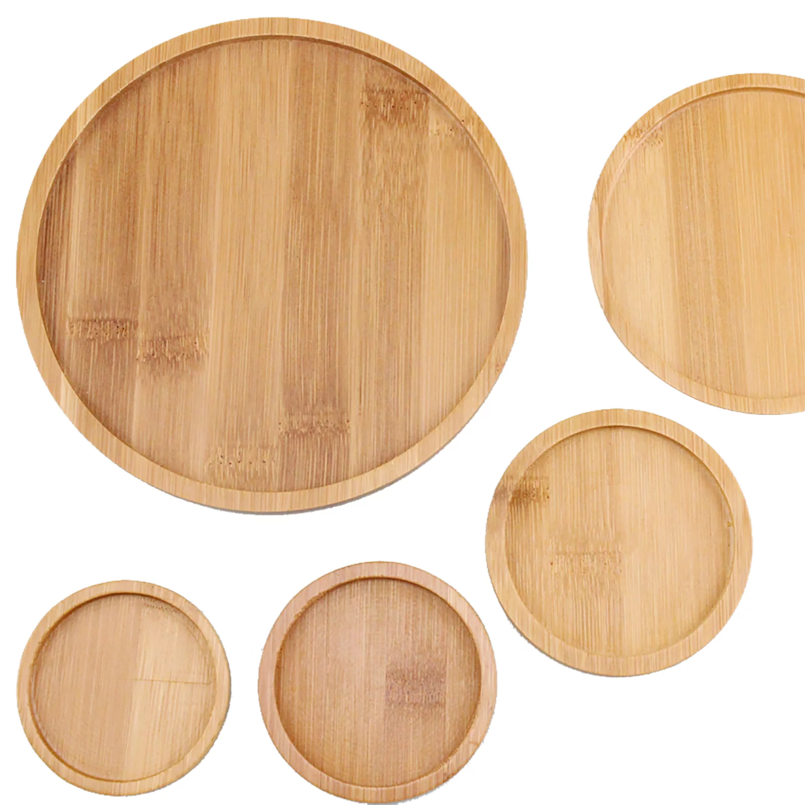 BELUPAI Environmentally Friendly Round Succulent Ceramic Flower Pot Bamboo Tray Creative Tabletop Tea Set Coaster