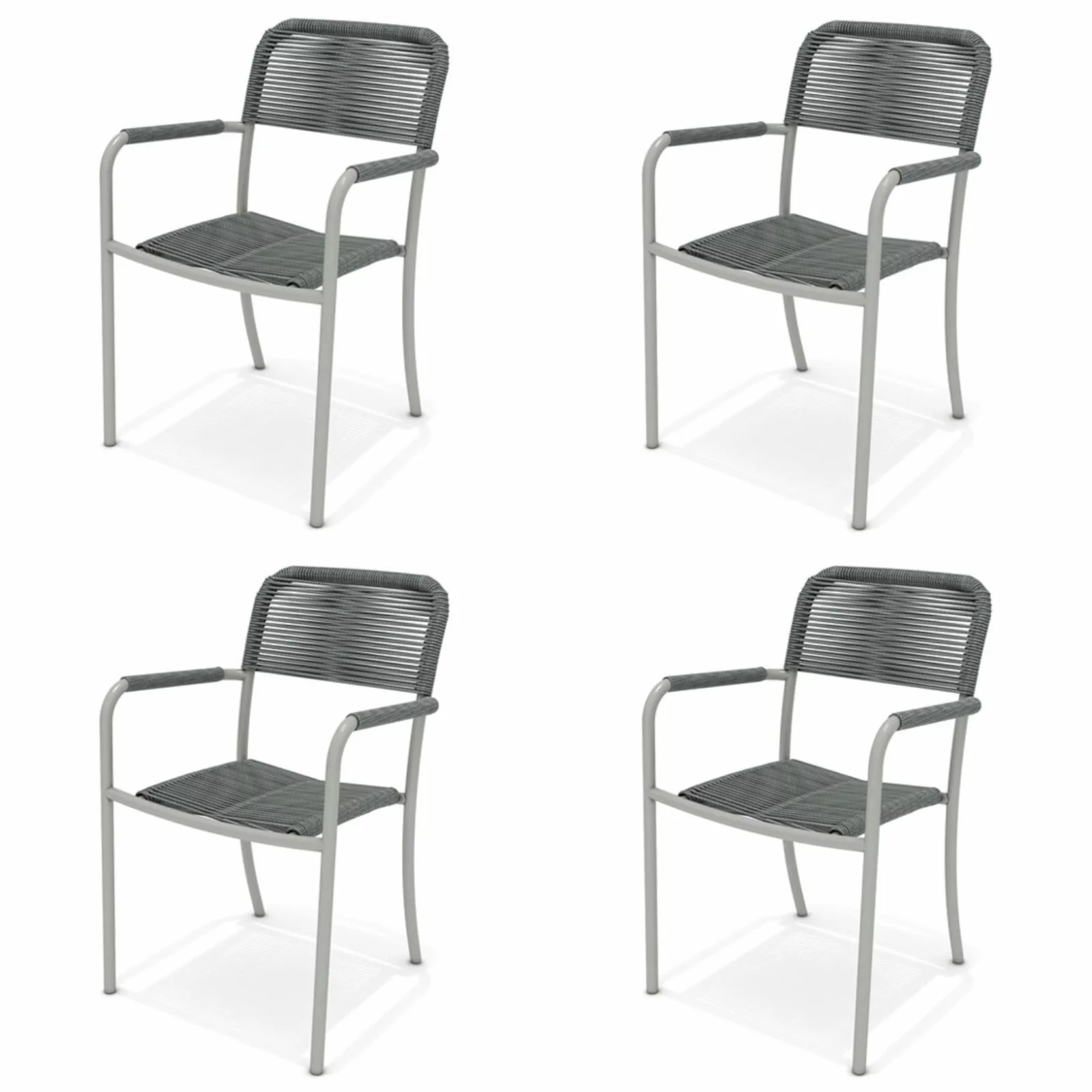 Amazonia Allentown Resin Rope and Aluminum Outdoor Dining Chair - Set of 4