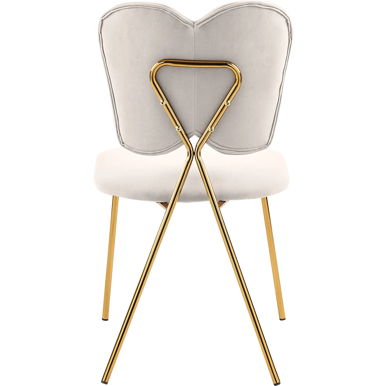 Homestock Classic Comfort Velvet Upholstered Dining Chair with Butterfly Shaped Back and Sturdy Gold Iron Legs