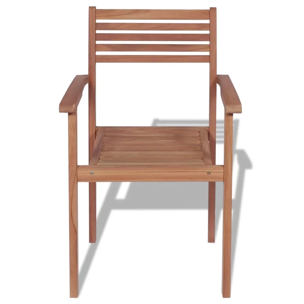 Anself Stackable Patio Chairs 4 pcs Solid Teak Wood