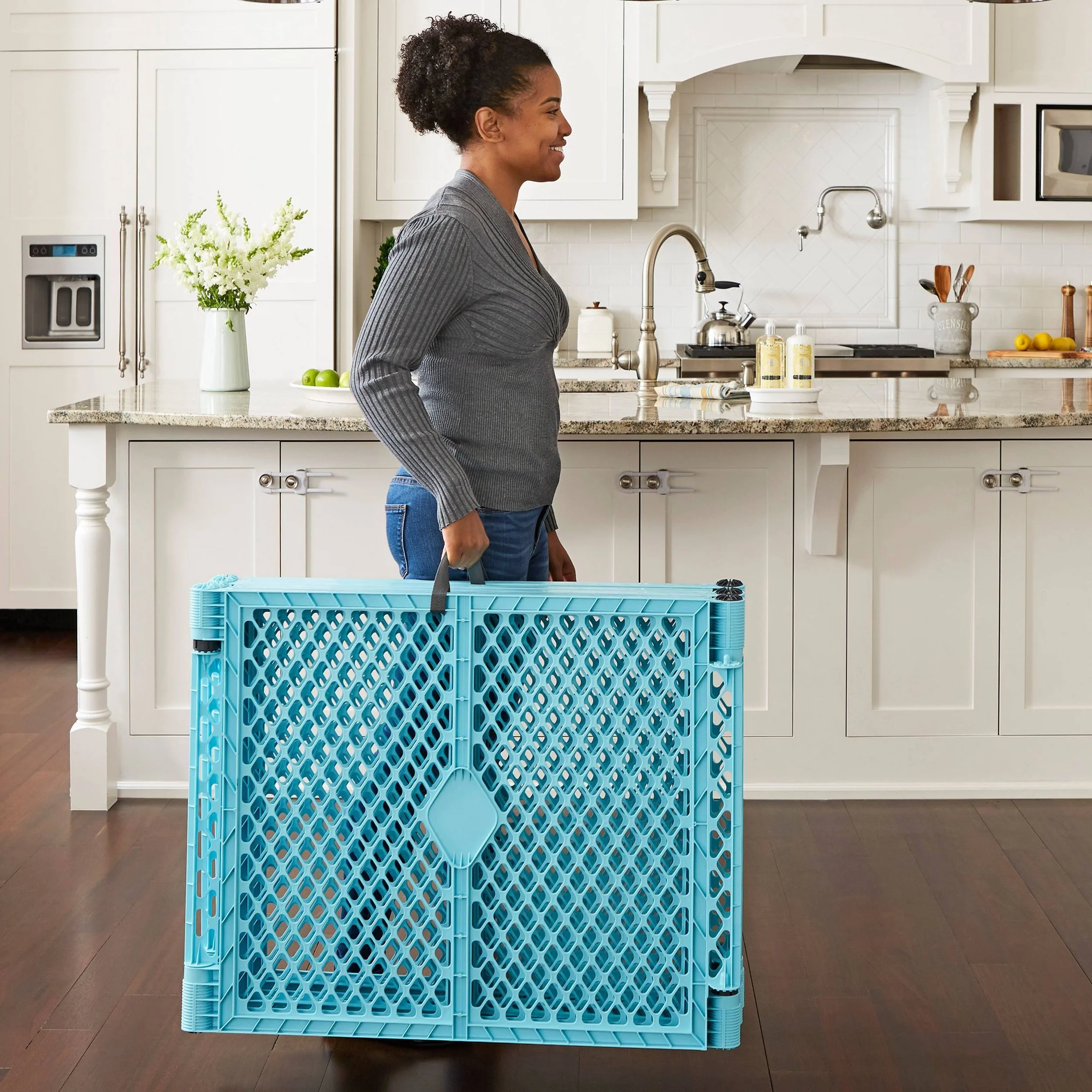 Superyard 6-Panel Baby Gate - Aqua Blue