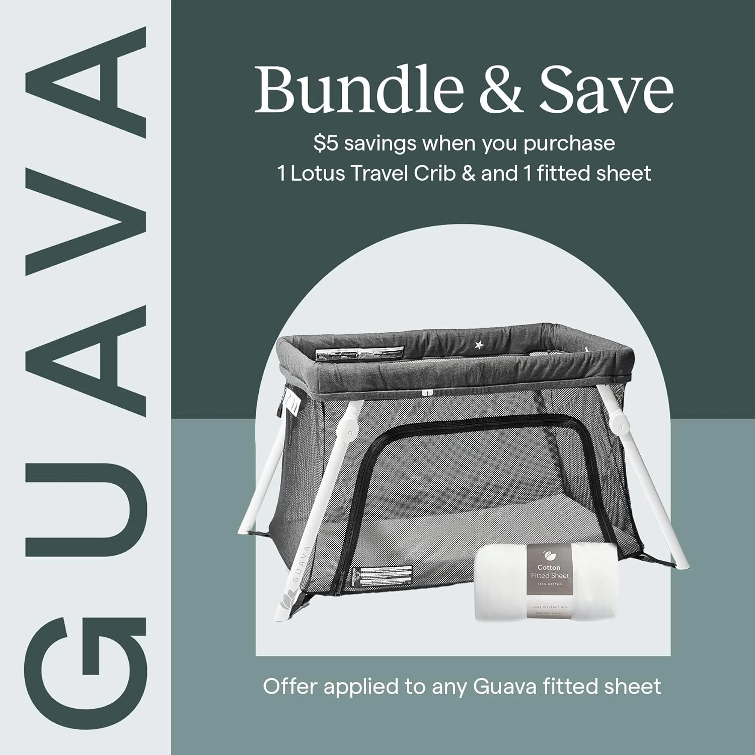 Guava Lotus Travel Crib Bundle with Cotton Sheet & Mattress | Play Yard with Lightweight Backpack Design | Certified Baby Safe Portable Crib | Folding Portable Playpen for Babies & Toddlers