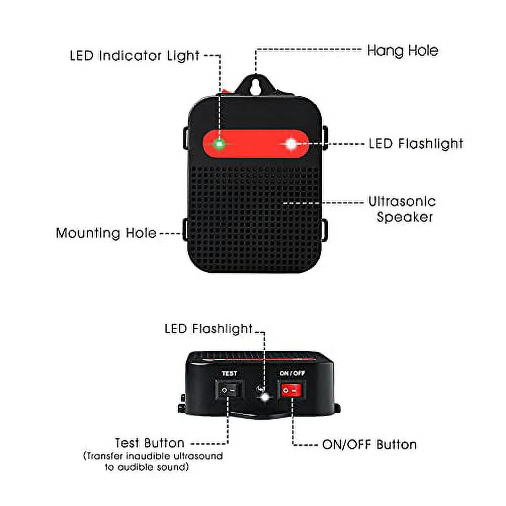 Angveirt Ultrasonic Mouse Repellent Battery Operated Pest Repeller Rodent Repellent Ultrasonic Mouse Deterrent for Car Engines Basement Garage Attic Warehouse Under Hood Rodent Repeller - 2 Pack