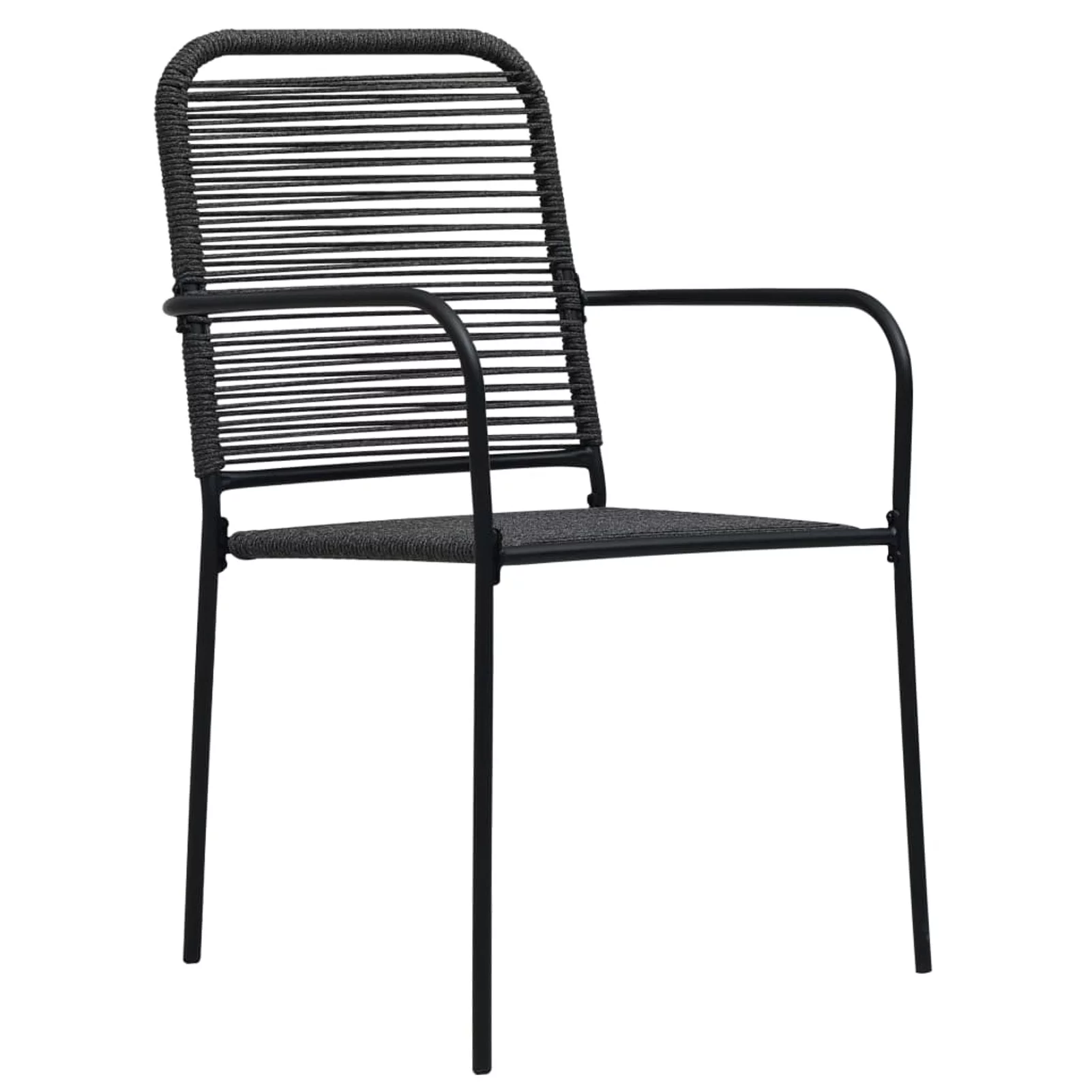 Tomshoo Patio Chairs 2 pcs Cotton Rope and Steel Black