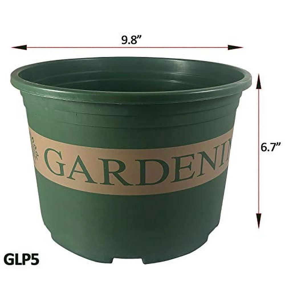 Green Printed Plastic Pots with Tray for Vegetable Flowe Fruit Tree Nursery Seedling Plant/Indoor Outdoor Garden (6, 7.8