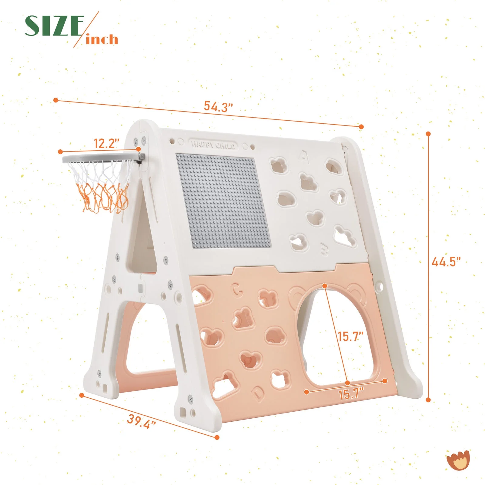 5-in-1 Toddler Climber ball Hoop Set Kids Playground Whiteboard,Toy Build Block