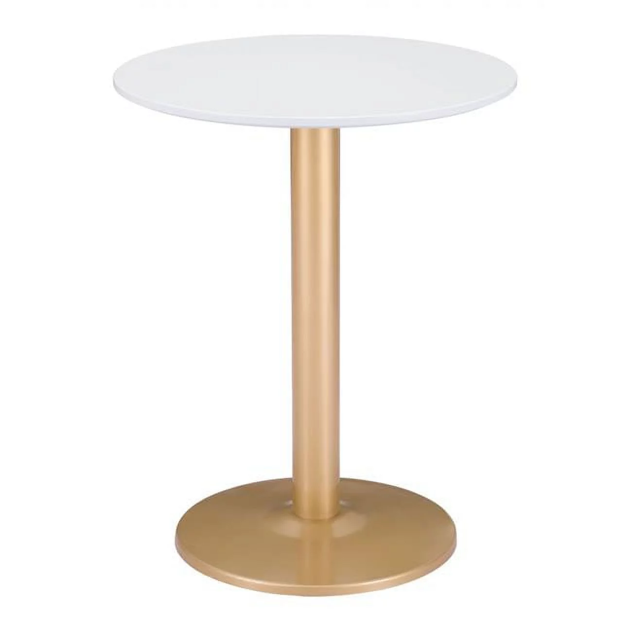 29.5 x 23.6 x 23.6 in. Gold & White Pedestal Bistro Table