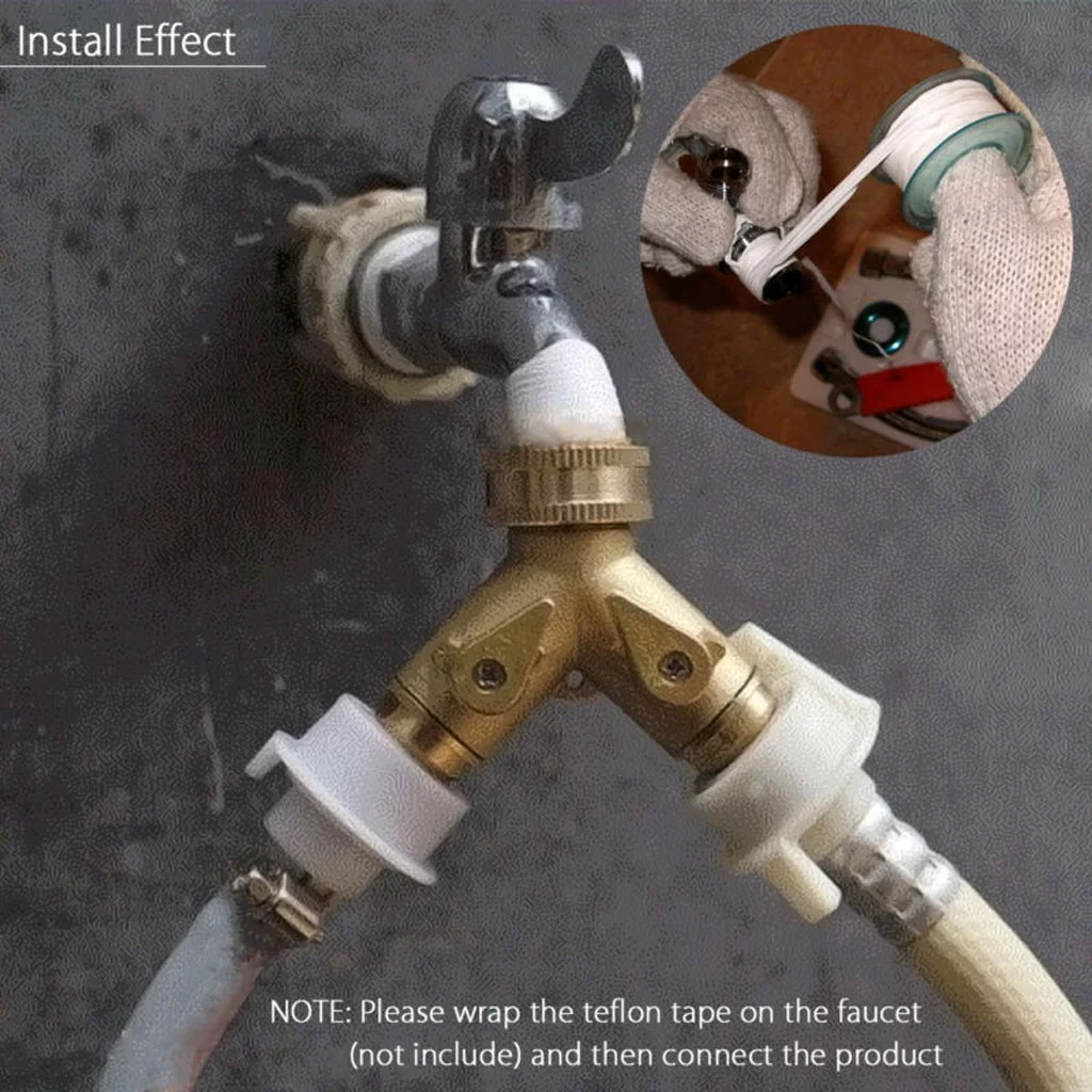 3/4inch Solid Brass Double Two Way Tap Garden Connector Adaptor Hose Splitter Irrigation Timer Wifi