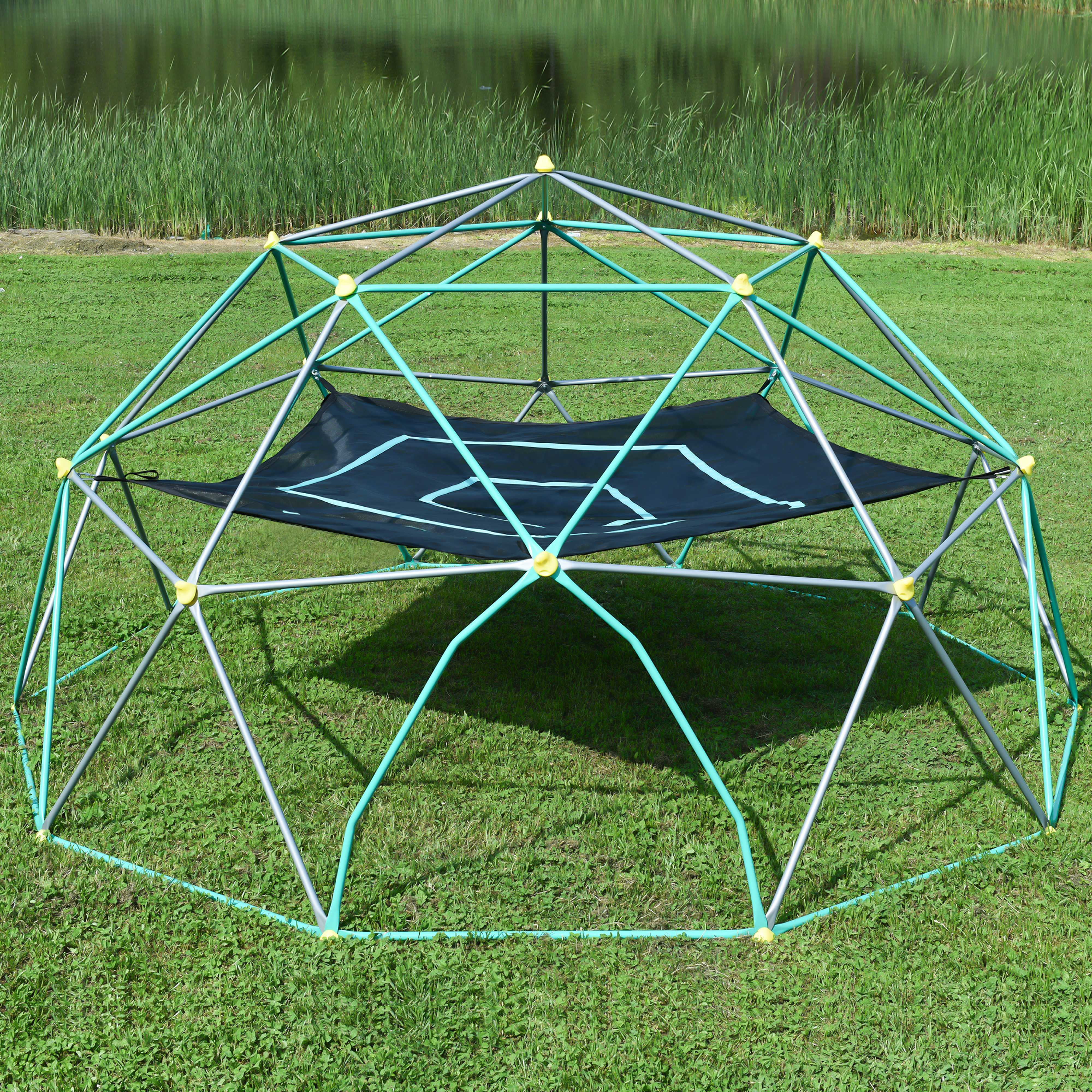 EUROCO 1000LBS 13 FT Outdoor Dome Climber for 5-7 Kids, Jungle Gym with Hammock for Kids Outdoor Play Equipment , Anti-Rust, UV Resistant, Easy Assembly, Age3+, Green