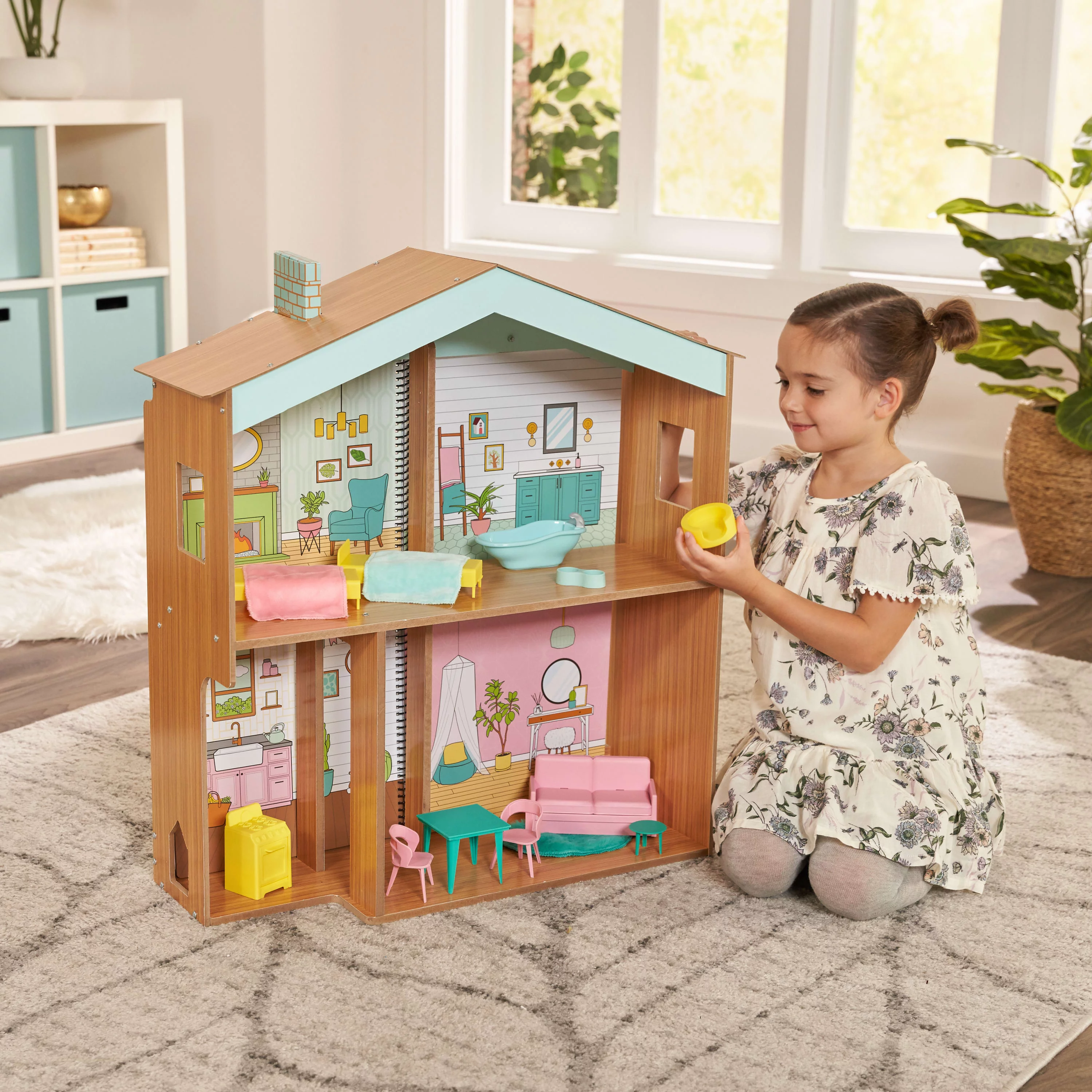 KidKraft Designed by Me™: Color Decor Wooden Dollhouse with 20 Pieces
