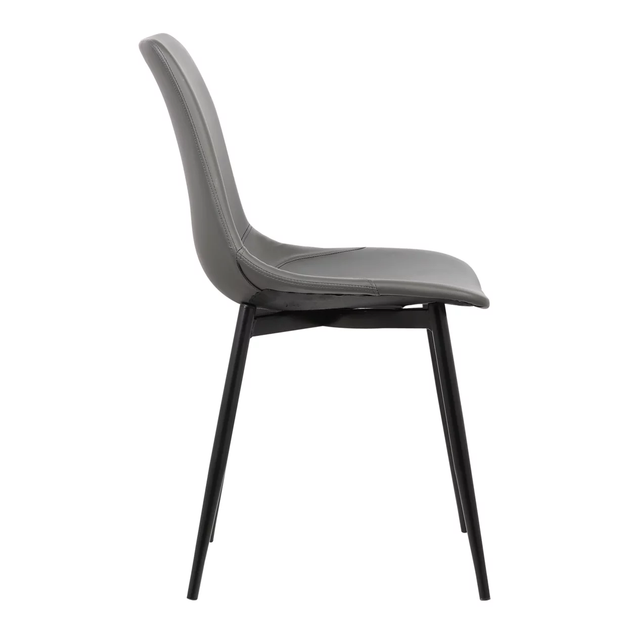Benjara Leatherette Dining Chair with Bucket Seat and Metal Legs, Gray and Black
